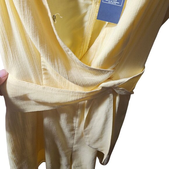Abercrombie & Fitch Womens Yellow Sleeveless Wrap Dress XXS Lightweight Rayon - Picture 2 of 6